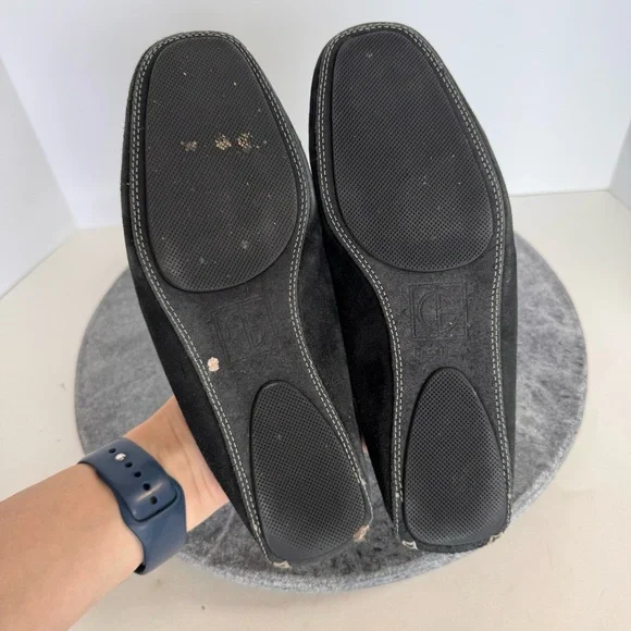 Vintage Leather Suede Black White Cole Haan Mules Flats 7 - Picture 10 of 14